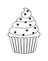 Cupcake Food Eatery Meal Coloring Kid Book Page in Black and White. and Colored Samples vector