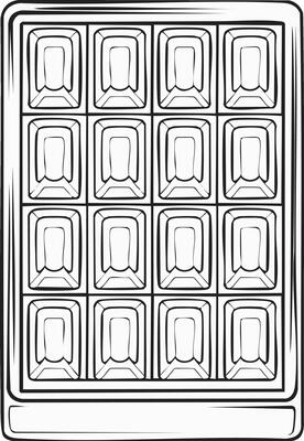 Chocolate Bar Food Eatery Meal Coloring Kid Page in Black and White. Monochrome and Colored Samples
