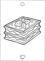 Lasagna Eatery Meal Coloring Kid Page in Black and White. Monochrome and Colored Samples vector