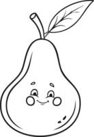 Pear Fruit Food Meal Healthy Coloring Kid Book in Black and White. Monochrome and Colored Samples vector