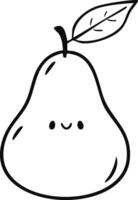 Pear Fruit Food Meal Healthy Coloring Kid Book Page in Black and White. Monochrome and Samples vector
