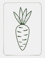 Carrot Vegetable Vegan Food Meal Healthy Coloring Kid Book in Black and White. Monochrome and Colored Samples vector