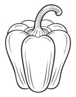 Bell Pepper Capsicum Vegetable Vegan Food Meal Healthy Coloring Kid Book Page Black and White. Monochrome and Colored Samples vector