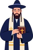 Religious leader holding a book in traditional attire with flat design elements showcasing minimal colors art vector