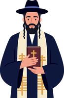Religious man holding a book in a detailed, flat design style illustration vector