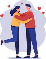 Couple embracing with love and affection in a flat design style illustration vector
