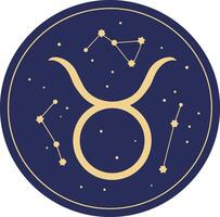 Taurus zodiac sign symbol with constellations in a minimal and elegant design style illustration vector