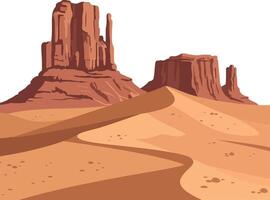 Desert landscape with rock formations in flat design style showcasing warm colors in art vector