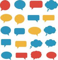 Colorful speech and thought bubbles in minimal flat design style for vibrant illustration vector