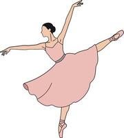 Ballerina performing an elegant pose in minimal style showcasing gracefulness and motion in illustration vector