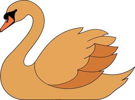 Elegant swan gracefully transitioning from stillness to movement in flat illustration vector