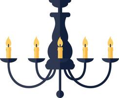 Elegant chandelier design in flat style with warm colors and candles, showcasing detailed art vector