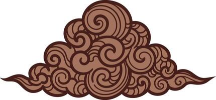 Brown swirling cloud design in detailed flat style showcasing elegant curves and patterns in art vector