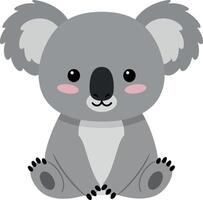 Cute koala character in flat design style with friendly expression and soft colors, art vector