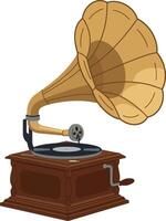 Vintage gramophone design in flat style showcasing detailed craftsmanship and warm color palette art vector