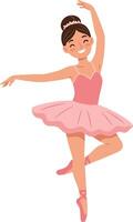 Ballerina in a graceful pose wearing a pink tutu with minimal design elements art vector
