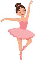 Young ballerina performing elegant dance move in minimal flat design style illustration vector