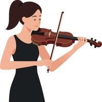 Young woman playing a violin in a minimal flat design style art vector