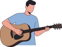 Person playing acoustic guitar in minimal style illustration showcasing music and creativity in action vector