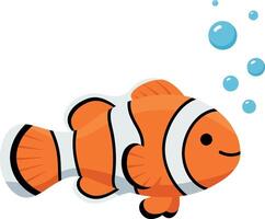 Clown fish swimming in bubbles with flat and colorful art vector