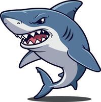 Shark illustration in dynamic pose with bold colors and detailed art vector