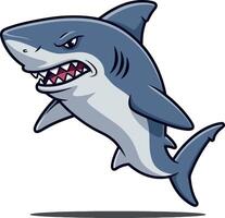 Shark swimming in dynamic pose with flat cartoon style art vector