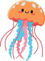 Cute jellyfish character design in flat style art vector
