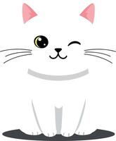 Cute white cat character design in flat art style vector