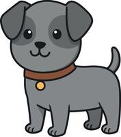 Cute gray puppy character in flat minimal art style vector