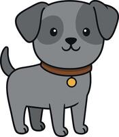 Cute gray puppy character in minimal flat art style vector