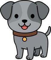 Cute gray puppy character in flat design art vector