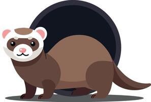 Ferret emerging from a hole in minimal art style illustration vector