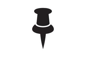 A black and white icon of a pin vector