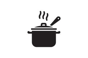 A black and white illustration of a pot with a lid vector