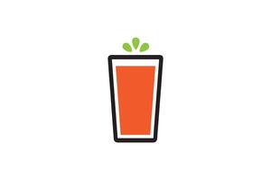 A glass of juice with a green leaf on top vector
