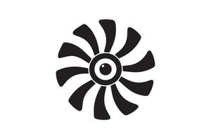 A black and white logo of a fan vector