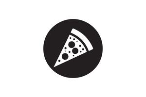 A black and white pizza slice icon on a white background vector