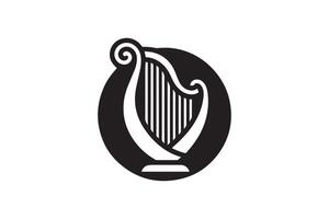 A black and white logo for a company called harp vector