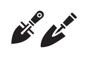 Two black and white icons of a shovel and a shovel vector