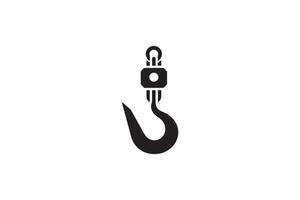 Hook icon on white background, black and white vector