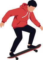 Skateboarder performing tricks in flat design art style illustration vector