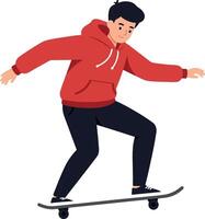 Skater performing tricks in a flat minimal style illustration vector