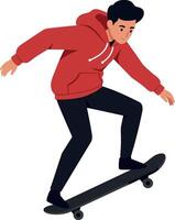 Skateboarder performing a trick in minimal flat art vector