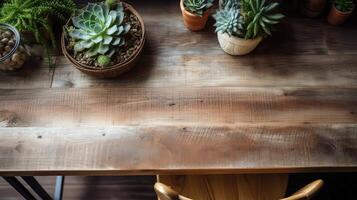 rustic wooden desk top photo