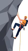 Climber ascending a rocky wall in minimal style showcasing determination and adventure in art vector