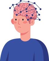 Human figure with brain and connections in flat design style art vector