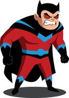 Character design of an angry superhero in minimal flat style showcasing vibrant colors and bold shapes art vector