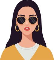 Stylish woman with sunglasses in flat design showcasing modern trends in art vector
