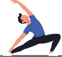 Dynamic fitness pose transition in minimal flat design style showcasing art representation of stretching exercise vector