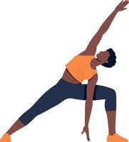 Yoga practitioner performing a dynamic stretch in a flat and colorful design style illustration vector
